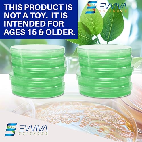 Evviva Sciences Nutrient Agar Petri Dishes Science Project Kit, Pre-Poured Agar Plates for Science Experiments, with Experiment eBook (Green) - color: Green