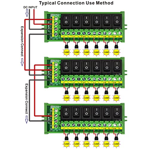 Screw Mount 6 Channel Rocker Switch DC Power Distribution Strip Module - style: Rocker Switch, Screw Mount