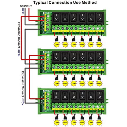 Screw Mount 6 Channel Rocker Switch DC Power Distribution Strip Module - style: Rocker Switch, Screw Mount