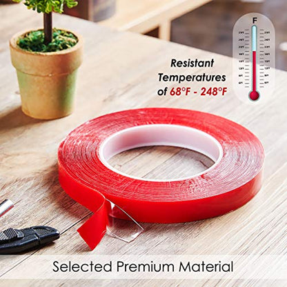 Jackwood 33 Feet Acrylic Double Sided Heavy Duty Mounting Tape (Pack of 3) Weatherproof for Outdoor & Indoor, Holds Heavy Stuff in Cold & Hot Condition, Removable & Residue-Free (1/4 inch) - size: 0.25" Width