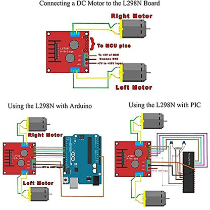 ShangHJ 4 Sets DC Gearbox Motor TT Motor 200RPM Tire Wheel DC 3-6V 1:48 Male Connector with 1Pc L298N Motor Drive Controller Board for Arduino Micro:bit Smart Car