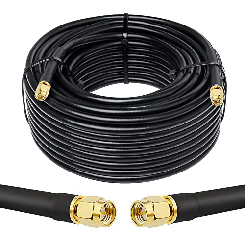 MOOKEERF KMR240 SMA Male to SMA Male Coaxial Cable 50 ohm Coax Ultra Low Loss Antenna Extension for 3G/4G/5G/LTE Network Equipment, GPS, RF Radio (50FT) - size: 50 FT
