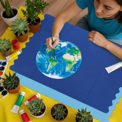 Mooliwe 24" X 16" 4 Pack Scalloped Trifold Poster Board, Blue Tones - color: Blue Tones, size: 24" X 16"