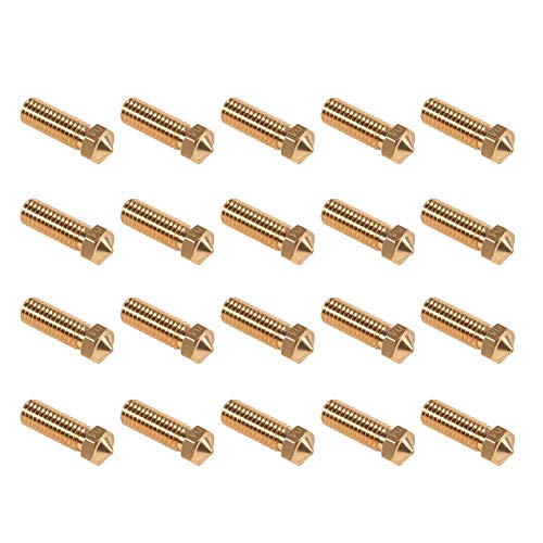 20PCS 3D Brass Volcano Nozzle M6 Thread Nozzles 0.4mm M6 Printed Head for 1.75mm Filament 3D Printer Parts Volcano Heater Block J-Head Hotend Extruder - color: 20pcs Volcano Nozzles 0.4mm