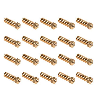 20PCS 3D Brass Volcano Nozzle M6 Thread Nozzles 0.4mm M6 Printed Head for 1.75mm Filament 3D Printer Parts Volcano Heater Block J-Head Hotend Extruder - color: 20pcs Volcano Nozzles 0.4mm