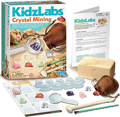 4M Kidzlabs Crystal Mining Kit, DIY Science Kit - Dig for gem Stones, For Boys & Girls Ages 5+ - style: Crystal Mining Kit
