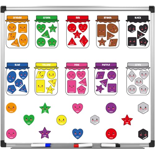 QOUBAI 10 Packs Shape Color Recognition Fridge Magnetic Sorting Set