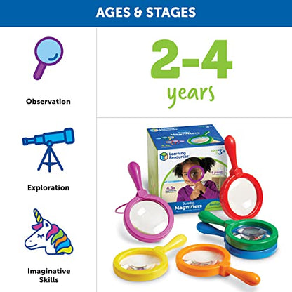 Learning Resources Primary Science Jumbo Magnifiers, Set of 6
