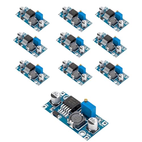 LM2596 DC-DC Buck Converter 10 Pack, Adjustable Voltage Regulator 3.2V-46V Input 1.25V-35V Output 3A Max Step Down Power Supply Module for Arduino LED Strip DIY Electronics Projects