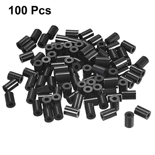 uxcell Nylon Round Spacer Washer 3.2mm ID 7mm OD 10mm Height for M3 Screws Black 100Pcs - size: 3.2mmx7mmx10mm