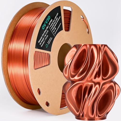 OVV3D Silk PLA Filament 1.75mm 3D Printer Filaments, Upgrade Silk Coffee Gold Filament for Most FDM 3D Printer, Metal 3D Printing Filament, 3D Filament 1.75 +/- 0.02mm, 2.2lbs / 1kg - color: Silk Metal Copper