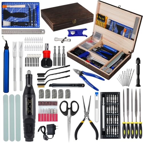 3D Printing Tool Kits for 3D Printer with Wood Toolbox 124Pcs 3D Printing Accessory Includes Deburring Tool,Sanding Pens, Tube Cutter for 3D Print Model Removing, Cleaning, Finishing - style: 124Pcs Tools with Wood box