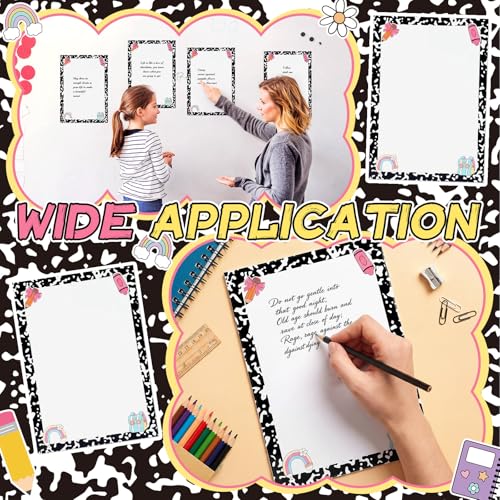 Lincia 30 Pcs Composition Notebook Line Large 12''Table Dots Dry Erase Dots for Classroom Table Removable Stickers Vinyl Wall Whiteboard No Staining Spots for School Teacher Office Teaching Supplies - style: Composition Line