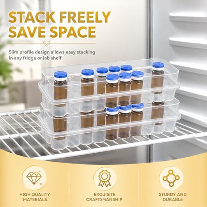 Vial Holder for Fridge, Space-Saving Stackable Peptide & Insulin Storage Case for 1-3ml Vials, for Fridge Diabetic Storage Organizer Fit (24-Slot 2Pcs) - size: 24-Slot 2Pcs