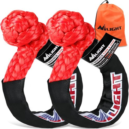 Nilight 2PCS Synthetic Soft Shackles 1/2" x 24" with Extra Sleeves - color: 2Pcs Soft Shackles Red