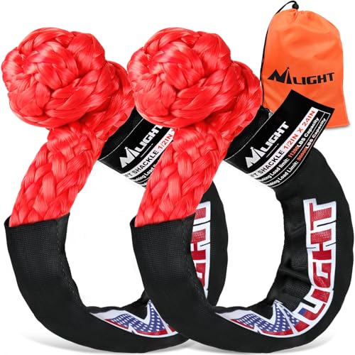 Nilight 2PCS Synthetic Soft Shackles 1/2" x 24" with Extra Sleeves - color: 2Pcs Soft Shackles Red