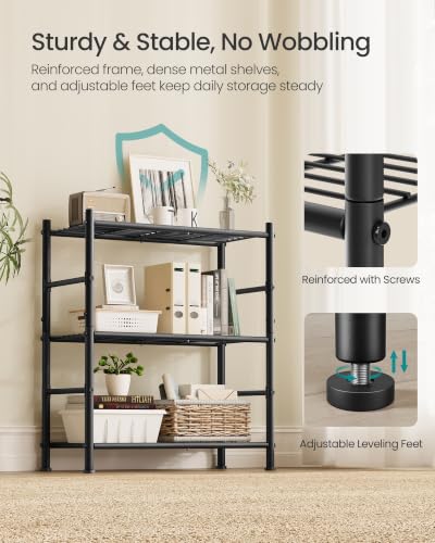 SONGMICS 3-Tier Storage Shelf, Steel Wire Organizer Rack - size: 23.6"W, style: 3-Tier