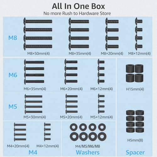 MOUNTUP Universal TV Mounting Hardware Screw Kit with Box - M4 M5 M6 M8 Screws, Spacers & Washers for Most LED LCD OLED 4K TVs, Replacement Screws for TVs/Monitor Mounting up to 80 inches, MU0041