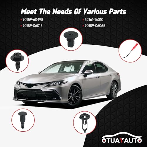 OTUAYAUTO 121PCS 4 in 1 Body Bumper Screw Bolts Fender Liner Clips - size: 120Pcs 4 Sizes Clips for Toyota