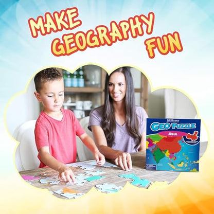GeoPuzzle Asia Jigsaw Puzzles, 50 Pc Map Puzzle for Kids Ages 6 and Up - color: 1 Set-asia