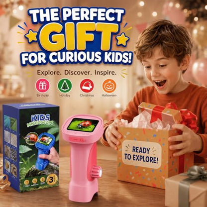1000X Handheld Digital Microscope for Kids: Explorer 4K Magnifying Glass - color: Pink