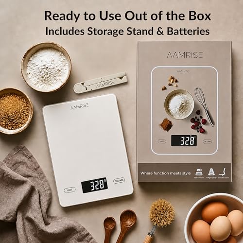 Extra Large Food Scale Grams and Ounces - Digital Food Scale with Countertop Stand – Tempered Glass Kitchen Scales with Backlit LCD, Multiple Units – 33LB/15KG Capacity and Auto Off Function