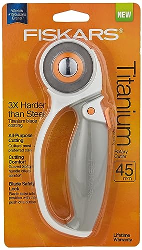 Fiskars 01-005874 Titanium Softgrip Comfort Loop Handle Rotary Cutter, 45mm, Gray - color: Grey and white, size: 45mm