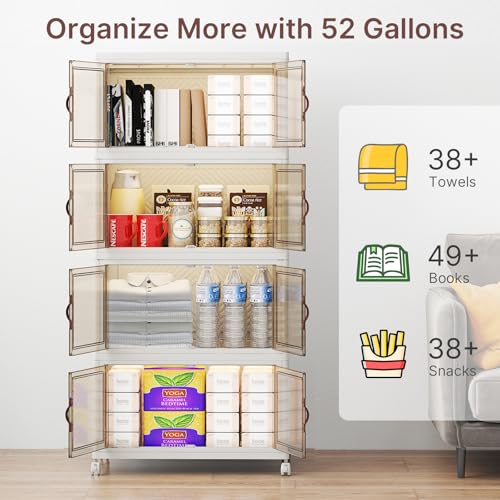 UAMFURI Stackable Storage Bins with Lids, 192QT Lockable Storage Cabinet - color: White, size: Medium