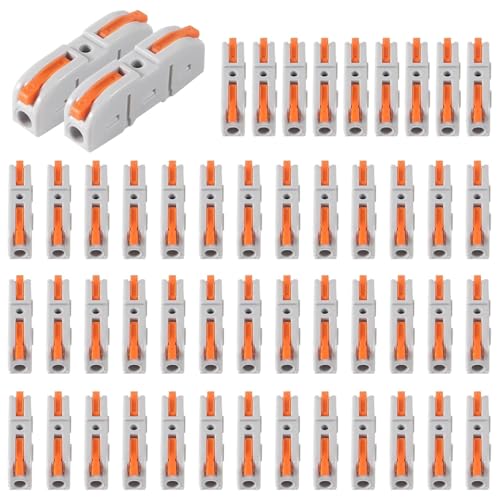 50PCS Lever Wire Connectors, 1 to 1 Inline Assemblable Wire Connector, Electrical Connectors Wire Terminals for Any Circuit Inline Splices 24-12 AWG - color: 50PCS 1 in 1 out, orange