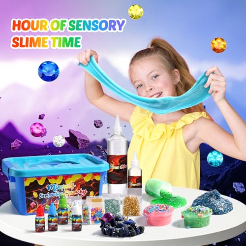 UIVIEHIR Science Exploring Slime Kit for Kids, Crunchy Slime, Stress Relief, Minerals DIY Toy, Party Favors for Girl Boys 6 7 8 9 10 11 12