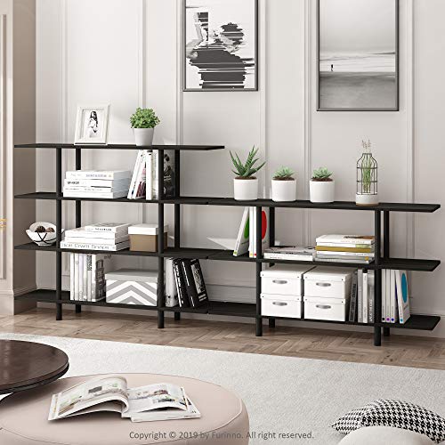 Furinno Turn-N-Tube 3-Tier Wide Display Shelf, Espresso/Black - color: Espresso/Black, style: 3-Tier