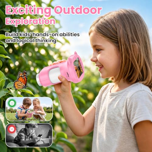 Alotwan Kids Microscope Handheld Digital 1000X, Miniscope for Girls Age 3-8 - color: Pink