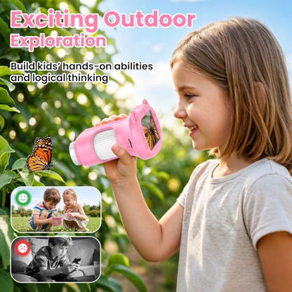 Alotwan Kids Microscope Handheld Digital 1000X, Miniscope for Girls Age 3-8 - color: Pink