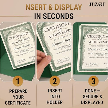 30 Pack Double Sided Certificate Holders 8.5x11 Green - Heavyweight 300gsm Cardstock Diploma Holder - Dual Certificate Folder Letter Size Award Certificate for Graduation with Gold Foil Diploma Cover - color: Green-gold, size: 30 Pack