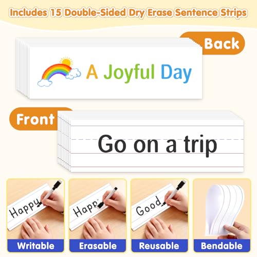 AKAYOK 2-in-1 Felt Board & Pocket Chart, 37”x28 Felt Board for Wall with 54 Self Adhesive Dots & 15 Dry Erase Sentence Strips, Flannel Boards Stories for Preschool, Early Literacy & Speech Therapy - color: Blue-1