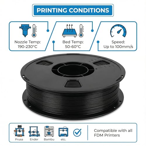 Matte PLA + 3D Printer Filament,PLA Filament 1.75mm, Neatly Wound 3D Printing Filament 1.75mm, Dimensional Accuracy +/- 0.02 mm, Fit Most FDM 3D Printers, 1kg Spool (2.2lbs),Black - color: Black