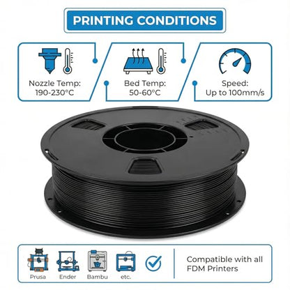 Matte PLA + 3D Printer Filament,PLA Filament 1.75mm, Neatly Wound 3D Printing Filament 1.75mm, Dimensional Accuracy +/- 0.02 mm, Fit Most FDM 3D Printers, 1kg Spool (2.2lbs),Black - color: Black