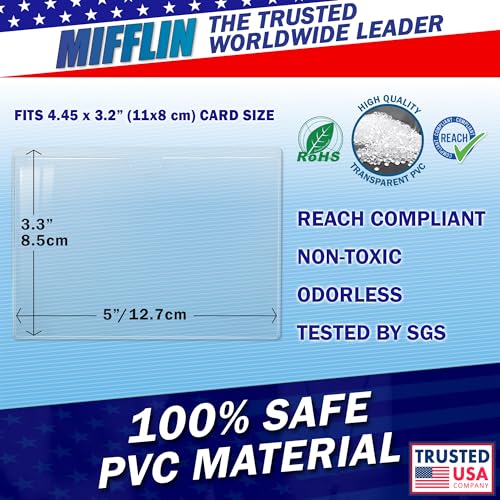 Mifflin-USA - Index Card Holder - 3x5”, 30 Pack - Clear Self-Adhesive Pockets - Label Holders for Organizing Storage Bins & Containers - Plastic Sleeves for Protecting Cards & Labels - size: 5x3" (Pack of 30)