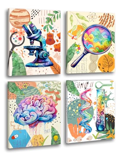 Framed Science Canvas Wall Art Prints,Microbiology Chemistry Wall Art - color: 8 X 10inch - Framed- Science Wall Prints