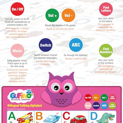 Pink Bilingual Educational Toys for Little Girls - Interactive Girl Toys - color: Alphabet Pink
