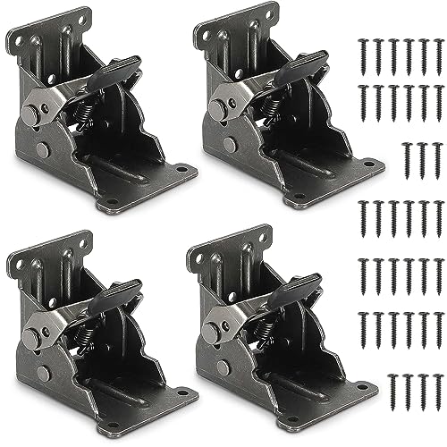4Pc Fold Bracket for Table Bed Leg Feet,Self-Lock Hinge Hardware with Screw - size: Pack of 4