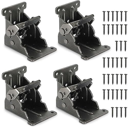 4Pc Fold Bracket for Table Bed Leg Feet,Self-Lock Hinge Hardware with Screw - size: Pack of 4