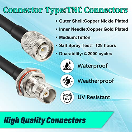 MOOKEERF RG58 TNC Cable 3FT,2 Pack TNC Male to Female Bulkhead Mount Coax Jumper Cable 50 ohm for Radio Scanner,CB Radio,Wi-Fi Radios,GPS Antenna,RF Device,Broadcast - size: 3FT
