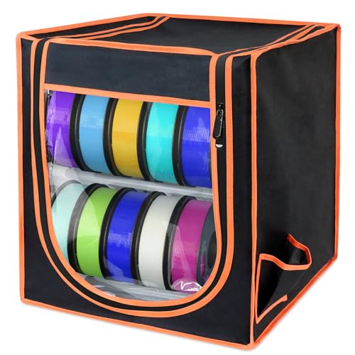 3D Printer Filament Storage Box, 2-Tier Metal Filament Rack & Spool Holder (Holds up to 20-24 Spools), Dustproof with Built-in Desiccant Pockets for PLA ABS PETG, Moisture Resistant