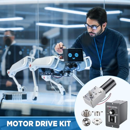 Sabary 6 Piece 12v 12rpm Dc Worm Gear Motor Kit with 20a Pwm Speed Controller for Forward and Reverse Control, High Torque Self-Locking Motor for DIY Automation, Robotics (Standard Panel Controller) - style: Standard Panel Controller
