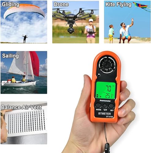 BTMETER Handheld Anemometer - Lightweight Wind Speed Gauge (816B-2pcs) - color: Red