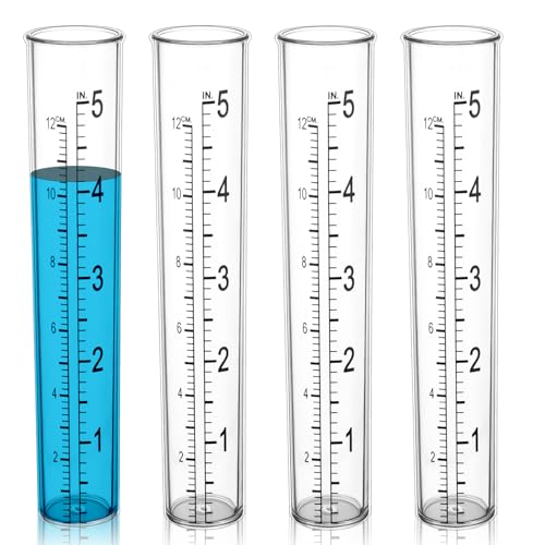 4 Pcs Rain Gauge Replacement Tube, 5 Inch Plastic Rain Gauges for Yard Garden Outdoor Lawn Home