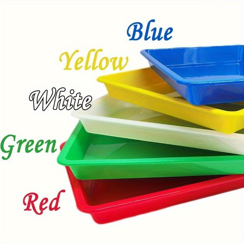 Plastic Art Trays,5 Pieces Stackable Activity Crafts Organizer, Serving, Jewelry Tray for DIY Projects, Painting, Beads, Organizing Supply