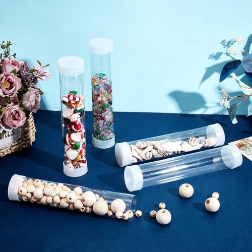 OLYCRAFT 5 Set Transparent Plastic Storage Tubes 1.6x8.1 Inch Test Bottle Organizers Boxes with Lid Plastic Transparent Hollow Tube Plastics Clear Hollow Tube for Beads Bath Salt Wedding Storage - size: 1.6x8.1 Inch