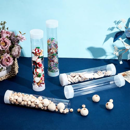 OLYCRAFT 5 Set Transparent Plastic Storage Tubes 1.6x8.1 Inch Test Bottle Organizers Boxes with Lid Plastic Transparent Hollow Tube Plastics Clear Hollow Tube for Beads Bath Salt Wedding Storage - size: 1.6x8.1 Inch